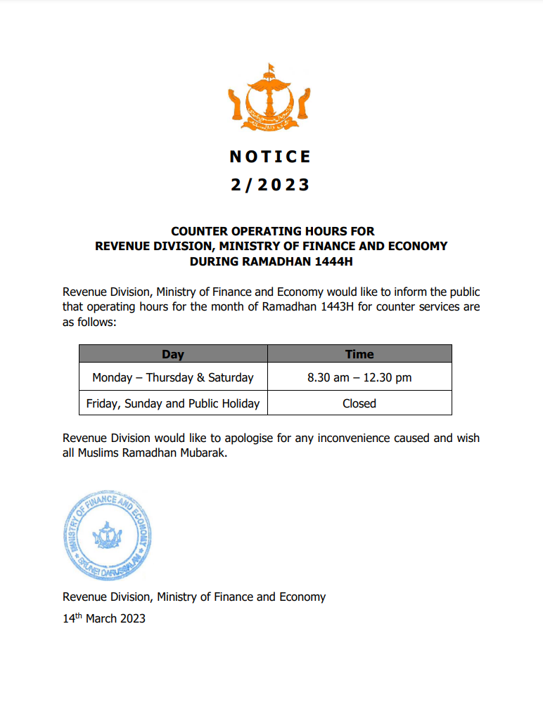 RD Ramadhan Operating Hours